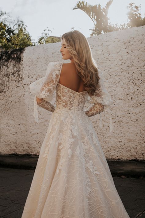 Cottage Core Wedding Dress, Wedding Dress Backs, Weddings Idea, Paper Rings, Wedding Aesthetics, Puffed Long Sleeves, Fairy Tale Wedding Dress, Allure Bridals, Princess Gown