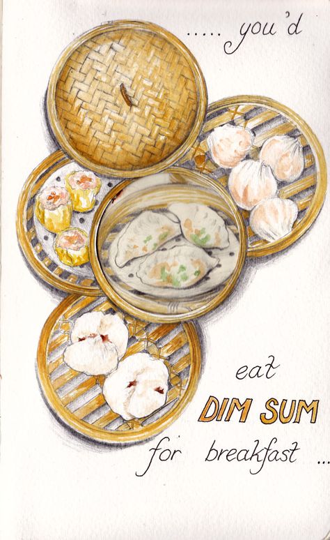 Food art Dimsum Cartoon, Tropical Poster, 귀여운 음식 그림, Sketchbook Project, China Food, Food Sketch, Food Cartoon, Watercolor Food, Art Kawaii