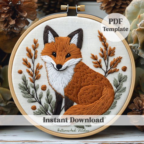 🦊 Dive into the enchanting world of woodland creatures with this Fox Embroidery Pattern! Perfect for adding a touch of nature to your home decor. 🌿✨ #EmbroideryArt #FoxLovers #DIYCrafts #NatureInspired #StitchingFun Fox Embroidery Pattern Free, Fox Embroidery Pattern, Embellished Clothing, Fox Embroidery, Easter Embroidery, Ideas Craft, Animal Embroidery, Embroidery Patterns Free, Frame Wreath