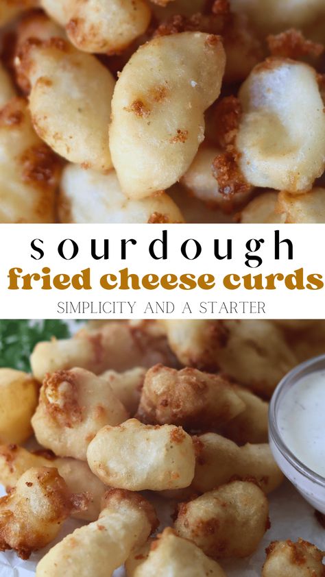 Sourdough Side Dish, Sourdough Corn Dogs, Sourdough Discard Cheezits, Sourdough Discard Appetizers, Sourdough Fry Bread, Sourdough Baked Goods, Sourdough Appetizers, Sourdough Snacks, Fried Cheese Curds Recipe