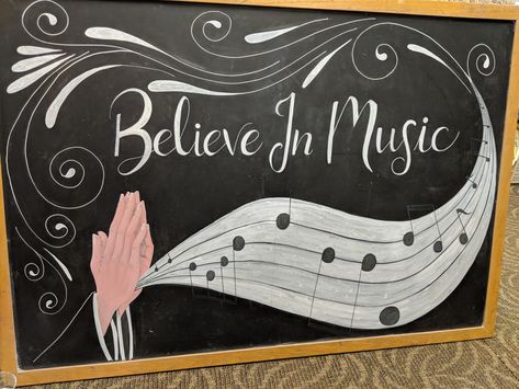 Believe in Music Chalkboard Sign at #beacockmusic Music Chalkboard, Music Signs, Chalkboard Ideas, Chalkboard Designs, Chalkboard Sign, Music Classroom, Chalkboard Signs, Chalkboard Art, Chalk Art