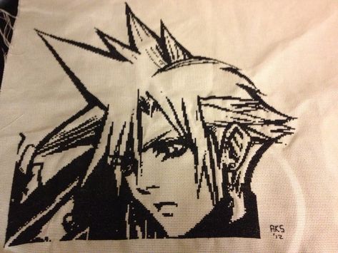 Cloud Strife Cross Stitch by Schrimpyoctopus.deviantart.com on @deviantART Cloud Strife, Picture This, Final Fantasy, User Profile, Needlepoint, Pixel Art, Cross Stitch, Deviantart, Humanoid Sketch