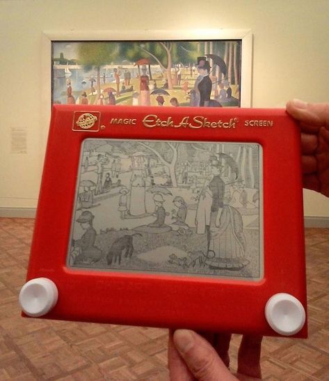 The Funniest Pictures of This Week's Internet Imaginative Drawing, Etch A Sketch Art, George Seurat, Classical Paintings, Etch A Sketch, Georges Seurat, Kid Art, Sketch Artist, Famous Artwork