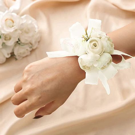 Amazon.com: Casdre Bride Wedding Wrist Corsage Hand Flower with Ribbon Bridal Corsage Wristlet Wedding Accessories for Women and Girls (Ivory) : Clothing, Shoes & Jewelry Flower Bracelet Wedding Wrist Corsage, Flower With Ribbon, Flower Bracelet Wedding, Corsage Wristlet, Wedding Wrist Corsage, Dance Flowers, Bridal Corsage, Corsage And Boutonniere Set, Hand Flower