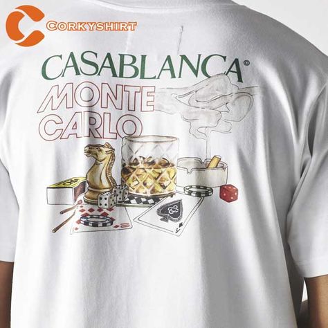 Casablanca Monte Carlo Shirt Check more at https://corkyshirt.com/casablanca-monte-carlo-shirt/ Casablanca Shirt, The Lifestyle, Monte Carlo, Casablanca, Unique Print, Vintage Tshirts, Order Now, On Demand, Unique Style