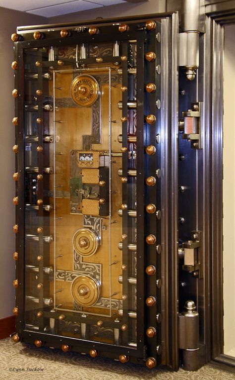 Bank vault door | I think it's cool that you can see the mec… | Flickr Steampunk Door, Antique Safe, Bank Vault, Luxury Safe, Safe Door, Open Sesame, Vault Doors, Safe Vault, Custom Truck