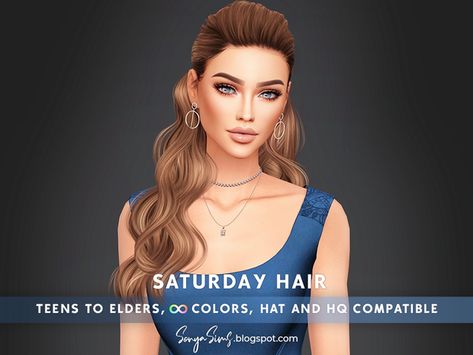 Saturday Hair NOW PUBLIC | Patreon Image Editor, Custom Content, The Sims 4, Free Hair, Curled Hairstyles, Free Kids, Kids Hairstyles, The Sims, Wavy Hair