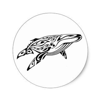 Tribal whale 1 classic round sticker Maori Whale Tattoo, Polynesian Whale Tattoo, Divergent Tattoo, Mermaid Sleeve Tattoos, Whale Pictures, Whale Illustration, Whale Tattoos, Whale Design, Maori Tattoo Designs