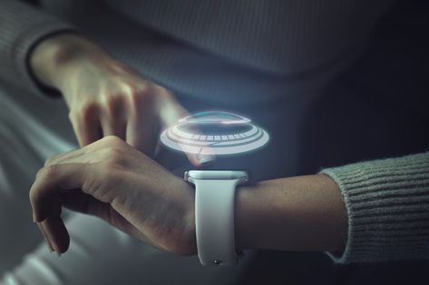 Hologram Watch, Hologram Technology, Futuristic Watches, Wellness Tracker, High Tech Gadgets, Smart Home Automation, Innovative Technology, Smart Speaker, Wearable Tech