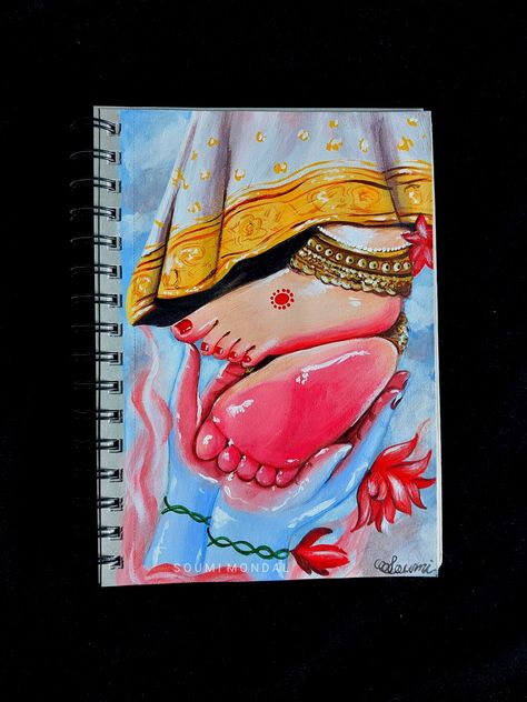 Radha Rani Eyes Drawing, Krishna Feet Drawing, Radha Rani Drawing, Lord Images, Bts Sketch, God Painting, Potrait Painting, Feet Drawing, Krishna Lila