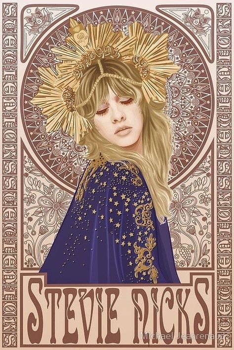 Stevie Nicks Poster Rock, Art Musical, Art Hippie, Mucha Art, Alphonse Mucha, Rock Posters, Art Et Illustration, Art And Illustration, Hippie Art