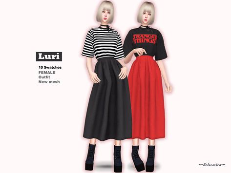 Sims 4 Mac, Ts4 Clothes, Sims 4 Traits, Midi Skirt Outfit, Sims 4 Dresses, Sims 4 Downloads, Sims4 Clothes, Sims 4 Cc Packs, Sims 4 Mods Clothes