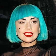 Gaga in Blue Turquoise Wig, Lady Gaga Hair, Hairstyle Fashion, Turquoise Hair, Black Mesh Top, Clothing Manufacturer, Straight Wig, Online Dress Shopping, Lady Gaga