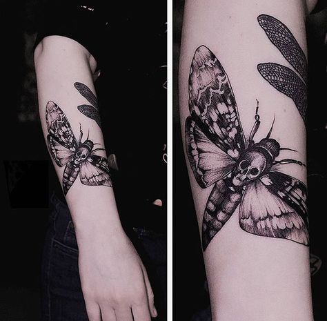 Diana Severinenko, Grunge Tattoo, Bug Tattoo, Moth Tattoo, Infinity Tattoos, Publication Instagram, Dragonfly Tattoo, Head Tattoos, Nature Tattoos