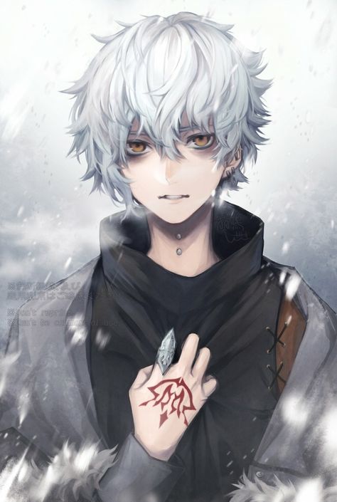 Anime Guy | Tattoo #Art | White/Silver Hair | Cold Weather | Golden #Yellow Eyes Boy With White Hair, Regard Animal, Guy Drawing, Yellow Eyes, Manga Boy, Anime Eyes, Boy Art, Dark Anime