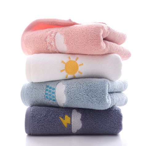 PRICES MAY VARY. 4 Pack Hand Towels Set Embroidered Cute Weather Pattern On The Towels 4 Beautiful Colors Made of 100% Cotton Ultra Absorbent & Soft Woven with 100% Cotton  Made of 100% cotton fabric which is famous for maximum softness and absorbency,these hand towels possess breathable characteristics which make them perfect for your hands and body.   Indulge with the Best  Pamper yourself with the 100% Cotton hand towel that is made from durable terry. Each hand towel provides optimal coverag Cute Towels, Colorful Towels, Christmas Tea Towels, Face Gym, Face Paint Brushes, Weather Symbols, Red Towels, Pen Storage, Hair Clamps