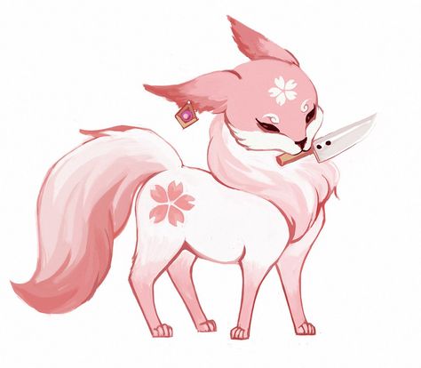 Kitsune Wallpaper Iphone, Yae Miko Fox Form Fanart, Kitsune Gif, Pink Kitsune, Genshin Pfps, Paw Art, Wolf Hybrid, Bunny Cartoon, Shannara Chronicles