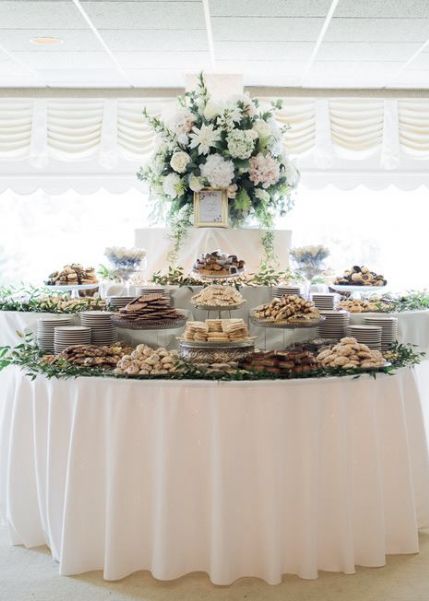 Dessert Displays Wedding, Food Arrangement Ideas Buffet Tables Wedding Reception, Dessert Counter Display, Round Buffet Table Food Displays, Banquet Food Ideas Buffet Tables, Pastor Installation Reception, Execution Photos, Wedding Catering Ideas Buffet Tables, Wedding Buffet Table Decor