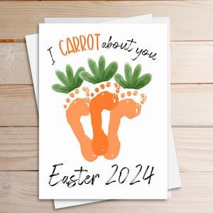 Easter Handprint Art - Printable Instant Download PDF - I Carrot About You Easter Footprint Art, Footprint Art Kids, Easter Footprint, Footprint Craft, Easter Carrots, Diy Ostern, Tiny Hands, Handprint Craft, Footprint Art