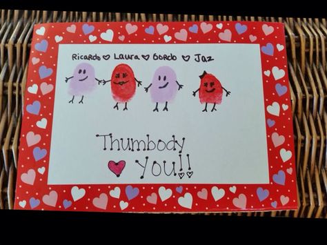 Thumbody loves you Thumbuggy Loves You Craft, Thumbody Loves You Craft, Thumbprint Valentine Art Kids Crafts, Daycare Crafts, Valentines Day, Love You, Valentines, Frame