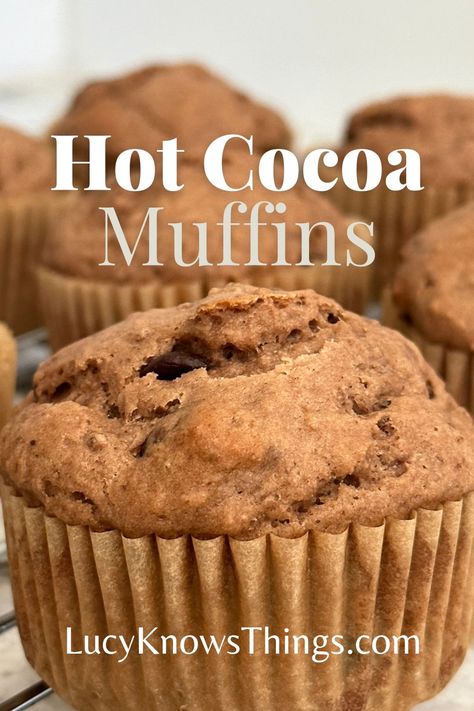 Hot Cocoa muffins recipe Hot Cocoa Muffins, Hot Chocolate Muffins, Cocoa Muffins, Christmas Bakes, Cup Of Hot Cocoa, Hot Coco, Cocoa Mix, Chocolate Muffins, Simple Recipes