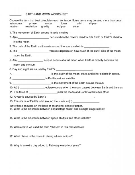 Moon Worksheet, Moon Tides, High School Earth Science, Homeschool Astronomy, Solar System Worksheets, Nature Studies, Science Rules, Secondary English, Bill Nye