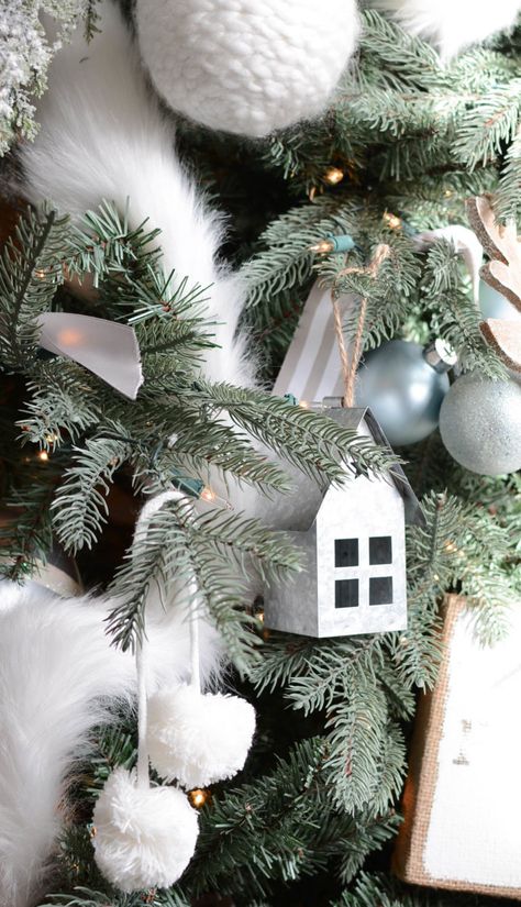 White Christmas Theme Decor Tips + Ideas (Home Tour) - A Pop of Pretty Candy Land Tree, Theme Christmas Trees, Seuss Christmas Tree, Dr Seuss Christmas Tree, Designer Christmas Trees, Ribbon On A Christmas Tree, Frozen Christmas Tree, White Christmas Theme, Christmas Theme Decor