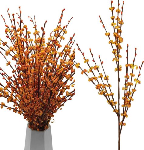 PRICES MAY VARY. Lifelike Bouquet: 10pcs fall flowers are 29.5 inches tall. Each bundle has 12 flexible stems. Orange flowers feature unique floral swirls with small berries at the top of the stems. The attractive hues create multi-colored bouquets perfect for DIY flower arrangements that blend perfectly into your personal décor Unique Material: Our fake fall flowers are made of safety plastic, like foam, soft and fluffy. The stem is made of paper-wrapped iron wire, which can be bent or pruned t Xmas Table Centerpieces, Thanksgiving Flower Centerpieces, Diy Fall Garland, Fall Floral Stems, Orange Fall Decor, Vase Decorations, Orange Jasmine, Diy Wedding Bouquets, Thanksgiving Flowers