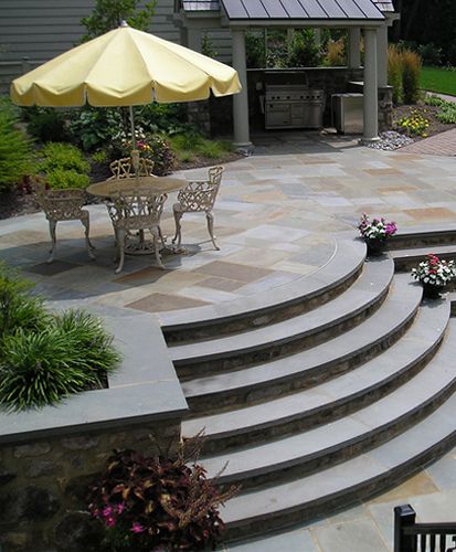 Patio With Steps, Patio Stairs, Patio Steps, Stone Steps, Landscaping Retaining Walls, Garden Stairs, Exterior Stairs, Outdoor Steps, Garden Steps