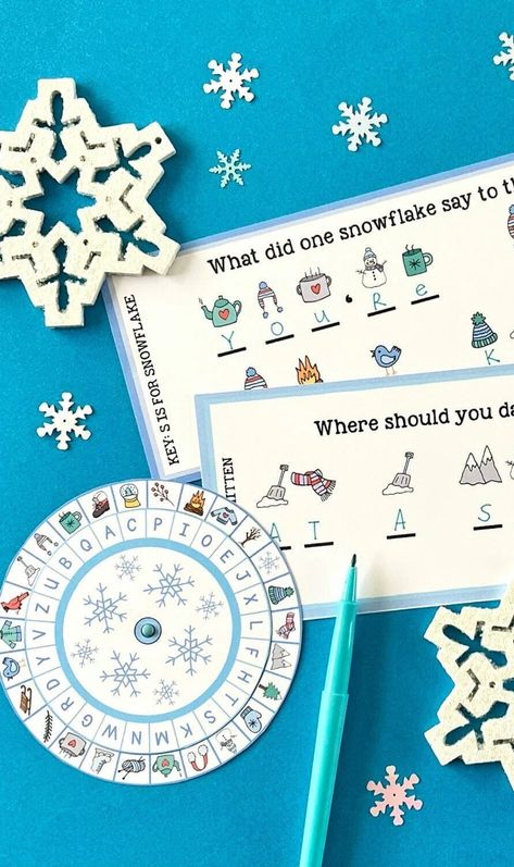 Solve these winter-themed riddles with the winter decoder wheel! A fun activity and winter worksheet for kids this holiday and winter season. Decoder Wheel, Winter Worksheet, Decoding Activities, Creative Math, Worksheet For Kids, Montessori Classroom, Printable Activities For Kids, Kids Create, Class Activities