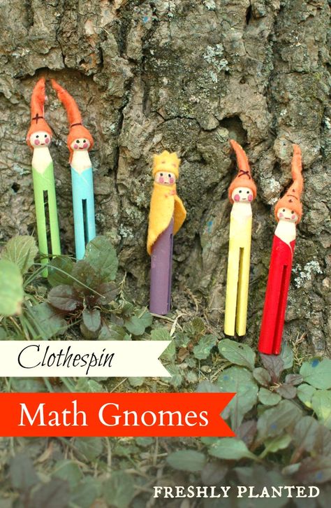 Clothespin Math Gnomes: Includes a Story, Lesson Plans, and Free Printable. A creative way to teach kids math! Math Gnomes, Homeschool Math Curriculum, Dolly Pegs, Happier Life, Gnomes Crafts, Craft Classes, Free Math, Waldorf Inspired, Nature Adventure