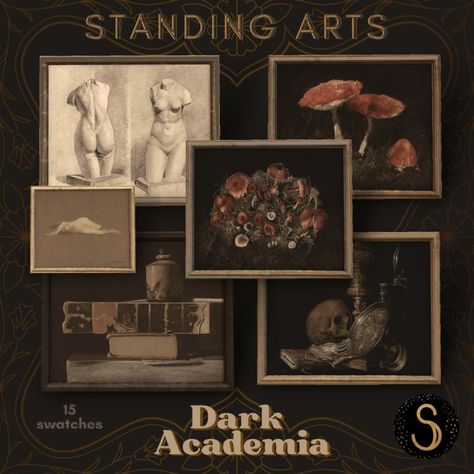 Dark Academia - Standing Landscape Arts - The Sims 4 Build / Buy - CurseForge Dark Acadamia, Dark Academy, Dark Modern, Dark Academia Clothes, Academia Clothes, Sims4 Clothes, Sims 4 Cc Furniture, Sims4 Cc, Sims 4 Build