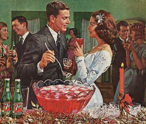 Christmas Party Punch, Vintage Christmas Party, 1950s Christmas, 7 Up, Art Of Manliness, Christmas Ad, Mid Century Christmas, Illustration Vintage, Christmas Past