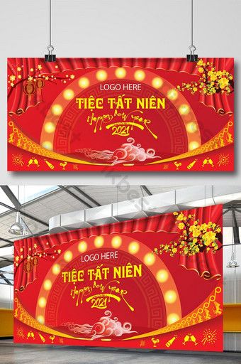 Year end party vietnamese banner in lunar tet 2021 red background#pikbest#templates Year End Party Backdrop, Party Banner Design, Year End Party, Tet Holiday, Polaroid Template, Party New Year, Year Poster, Red Background Images, Banner Stand