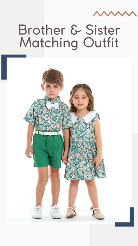 Fun and stylish, these sibling matching outfits are sure to bring a big smile. Your little boy or girl will be adorable in these matching outfits. Getting dressed will be quick and easy with this combination boy shorts outfit and girl dress set! The bright colors will add a little brightness to their day, whether for photoshoots, Christmas, Birthdays, or any other holiday. Sibling Matching Outfits, Brother Sister Matching Outfits, Brother Sister Outfits, Baby Fancy Dress, Matching Sibling Outfits, Sister Outfits, Combo Dress, Matching Outfit, Getting Dressed