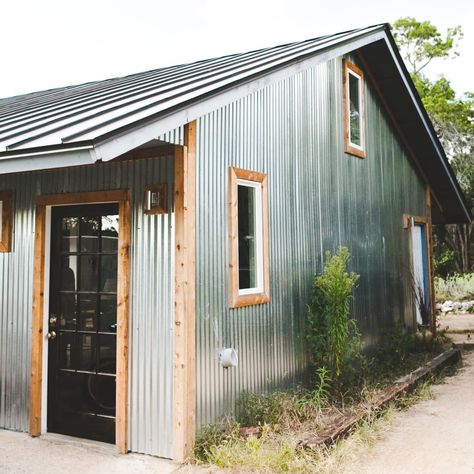 Metal Siding House, Corrugated Metal Siding, Hiasan Dalaman Rumah, Tin Shed, Ranch House Exterior, Tin House, Shed Home, House Cladding, Backyard Studio