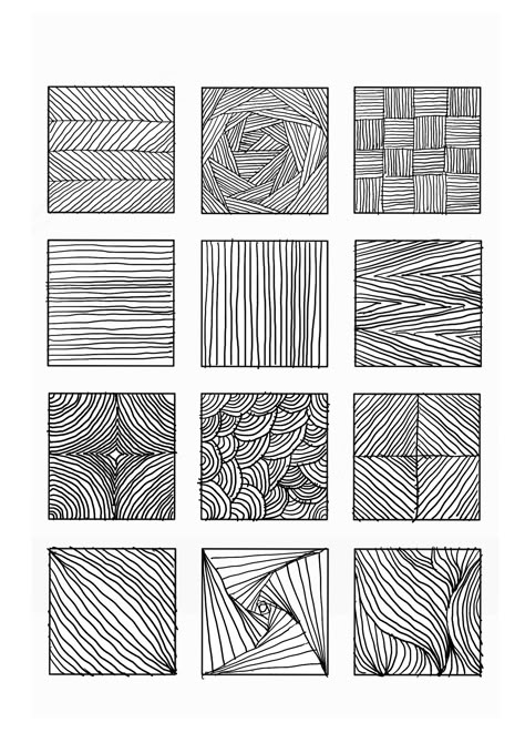 Different Type Of Lines In Art, Texture Lines Drawing, Line Study Art, Line Practice Drawing, Texture Line Drawing, Design Using Lines, Types Of Lines Art, Straight Line Drawing, Line Art Lesson