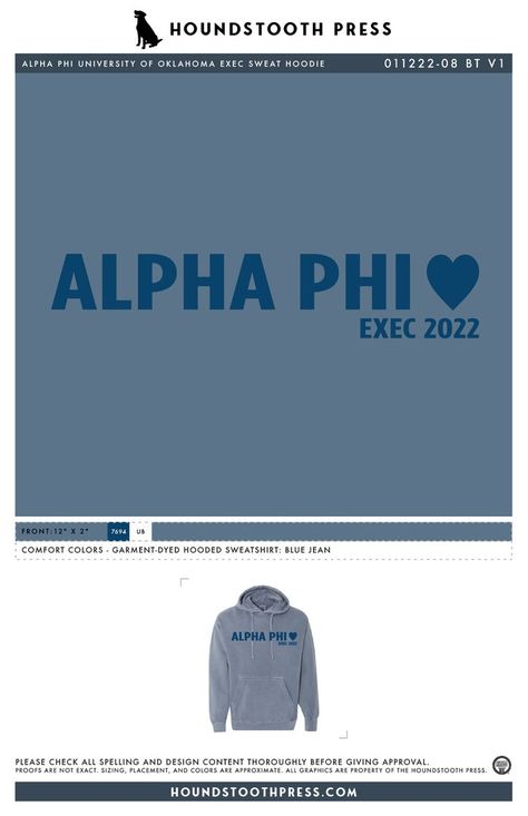 #sorority #fraternity #greeklife #alphaphi #aphi #exec #hoodie #customdesign #lovethelab // Houndstooth Press Custom Apparel Sorority Exec Sweatshirts, Sorority Sweatshirt Design, Alpha Phi Philanthropy, Sorority Tees, Sorority Sweatshirts, Pi Phi, Sorority Apparel, Alpha Chi, University Of Oklahoma