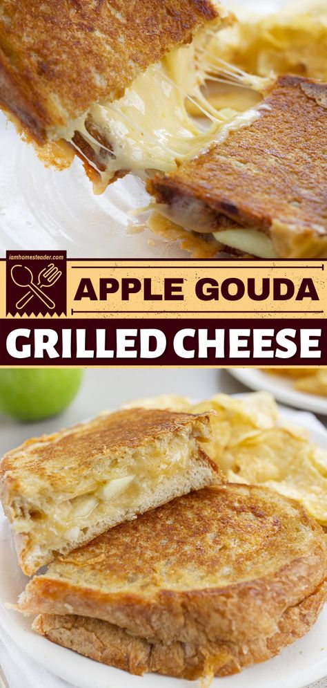 Gouda Grilled Cheese, Apple Gouda, Apple Grilled Cheese, Toasted Cheese, Strange Food, Hot Sandwich Recipes, Easy Comfort Food Dinners, Grill Cheese, Cheese Course