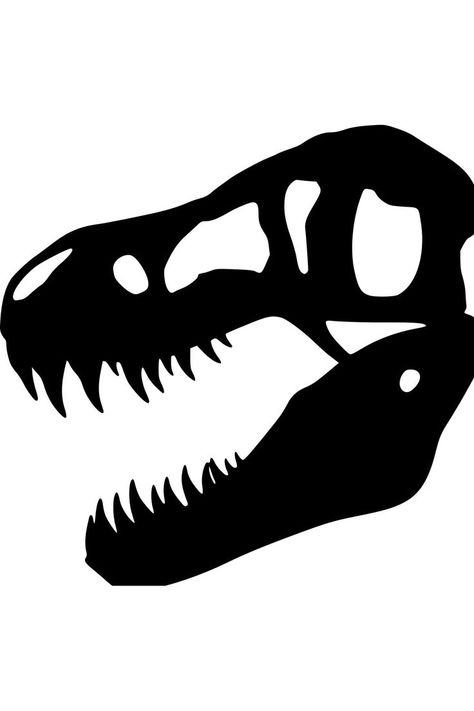 T Rex Silhouette, Skull Side View, Dinosaur Cut Outs, Dino Skull, Dino Cookies, Dinosaur Logo, Dinosaur Stencil, Skull Template, Icon Tattoo