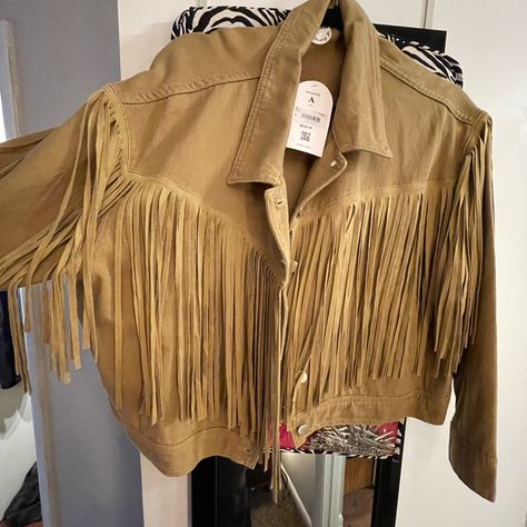 Brand New Brown Fringe Jacket. 2x Brown Fringe Jacket, Brown Jacket Outfit, Brown Fringe, Fits Inspo, Accessories Bags Shoes, Fringe Jacket, Jacket Outfit, Brown Jacket, Fitness Inspo