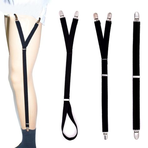 Fashion Men Shirt Stays Garter Suspenders Elastic Y Shape Adjustable Uniform Locking Clamp Braces Shirt Garters, Leg Garters, Shirt Stays, Men Shirt, Men Shirt Style, Garters, Wish Shopping, The Loop, Suspenders