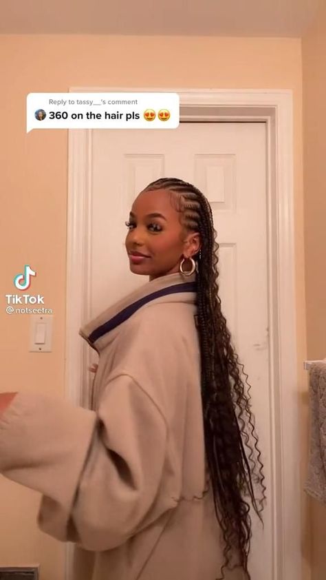 Feed In Braids With Knotless Braids With Curls, Summer Knotless Braids For Black Women, Braided Hairstyles Black Women 2023, Latest Hair Braids Trends, Black Braids Styles, Fulani Braids Outfit, Feeding Braids With Curly Hair, Cute Protective Styles For Black Women, Fulani Braids 4c Hair