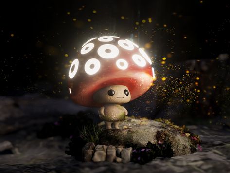 Blender Blender Ideas, Cartoon Mushroom, Food Cartoon, Game Concept Art, 3d Artwork, Digital Drawings, Game Concept, 3d Modelling, Blender 3d