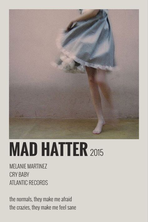 Melanie Martinez Polaroid Poster, Alternative Minimalist Album Covers Melanie Martinez, Melanie Martinez Minimalist Poster, Melanie Martinez Song Poster, Melanie Martinez Song Covers, Song Cards Aesthetic, Sweeter Than Fiction, Mad Hatter Melanie, Melanie Martinez Songs