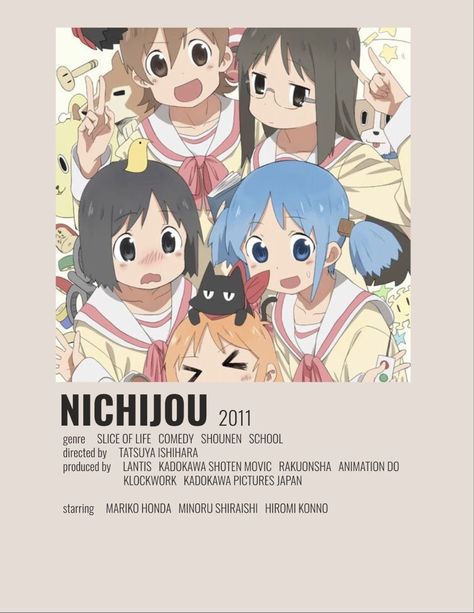 Nichijou Icons, Anime Poster, Minimalist Poster, An Anime, Anime