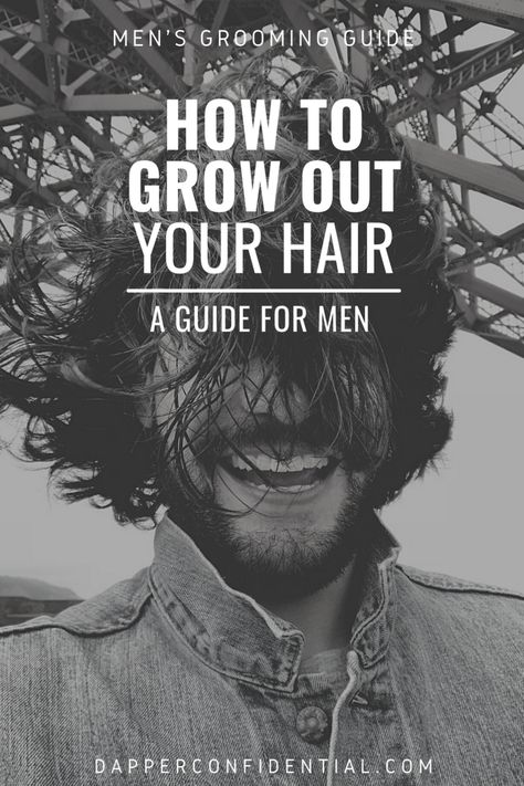 The fade is losing popularity and longer hairstyles are trending. Read the guide on how to grow out your hair might come in handy to bypass the scruffy in-between stages. How To Grow Out Your Hair, Growing Hair Out Men, Long Hair Growing Tips, Growing Long Hair Men, Growing Hair Men, Hair Stages, Haircut Parts, Wardrobe Men, Thicker Stronger Hair