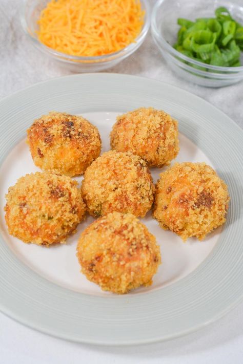 Cauliflower Rice Air Fryer Recipes, Cauliflower Cheese Balls, Cauliflower Rice Balls, Air Fryer Rice Balls, Loaded Cauliflower Rice, Riced Califlower Recipes, Keto Loaded Cauliflower, Air Fryer Rice, Cauliflower Air Fryer