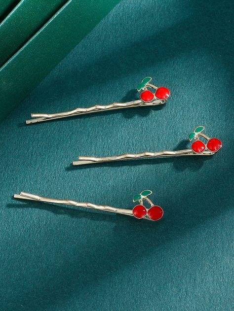 Multicolor Casual   Zinc Alloy  Bobby Pin Embellished   Women Accessories Cherry Hair Accessories, Cherry Decor, Cherry Hair, Bobby Pin Hairstyles, Bobby Pin, Dove Cameron, Dream Jewelry, Hair Pins, Bobby Pins