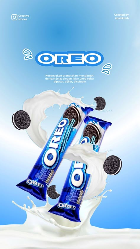 Oreo Poster Design, Oreo Poster, Oreo Drink, Oreo Blackpink, Couple Dance Songs, Blueberry Ice Cream, Poster Food, Desain Buklet, Dark White